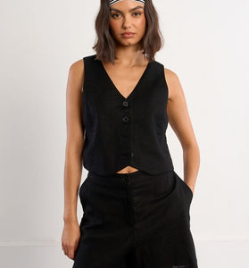 GILET DI LINO BLACK
