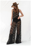 Pantalone gamba larga in pizzo