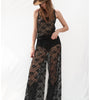 Pantalone gamba larga in pizzo