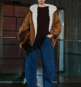 T-SHIRT MARRONE PIZZO