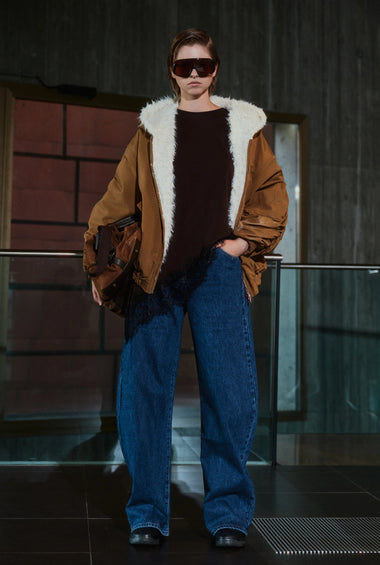 T-SHIRT MARRONE PIZZO