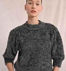 PULLOVER ARGENTO SPALLE ARRICCIATE