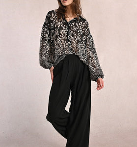 PANTALONI LARGHI CON PIEGHE NERI