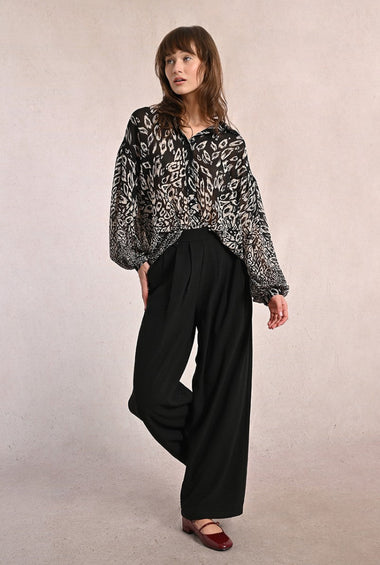 PANTALONI LARGHI CON PIEGHE NERI